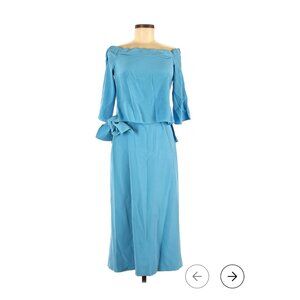 Tibi 100% silk blue off-shoulder cocktail dress size 6